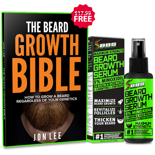 BBS Beard Growth Serum with Minoxidil, 2X Biotin, Rice Water, and LCLT